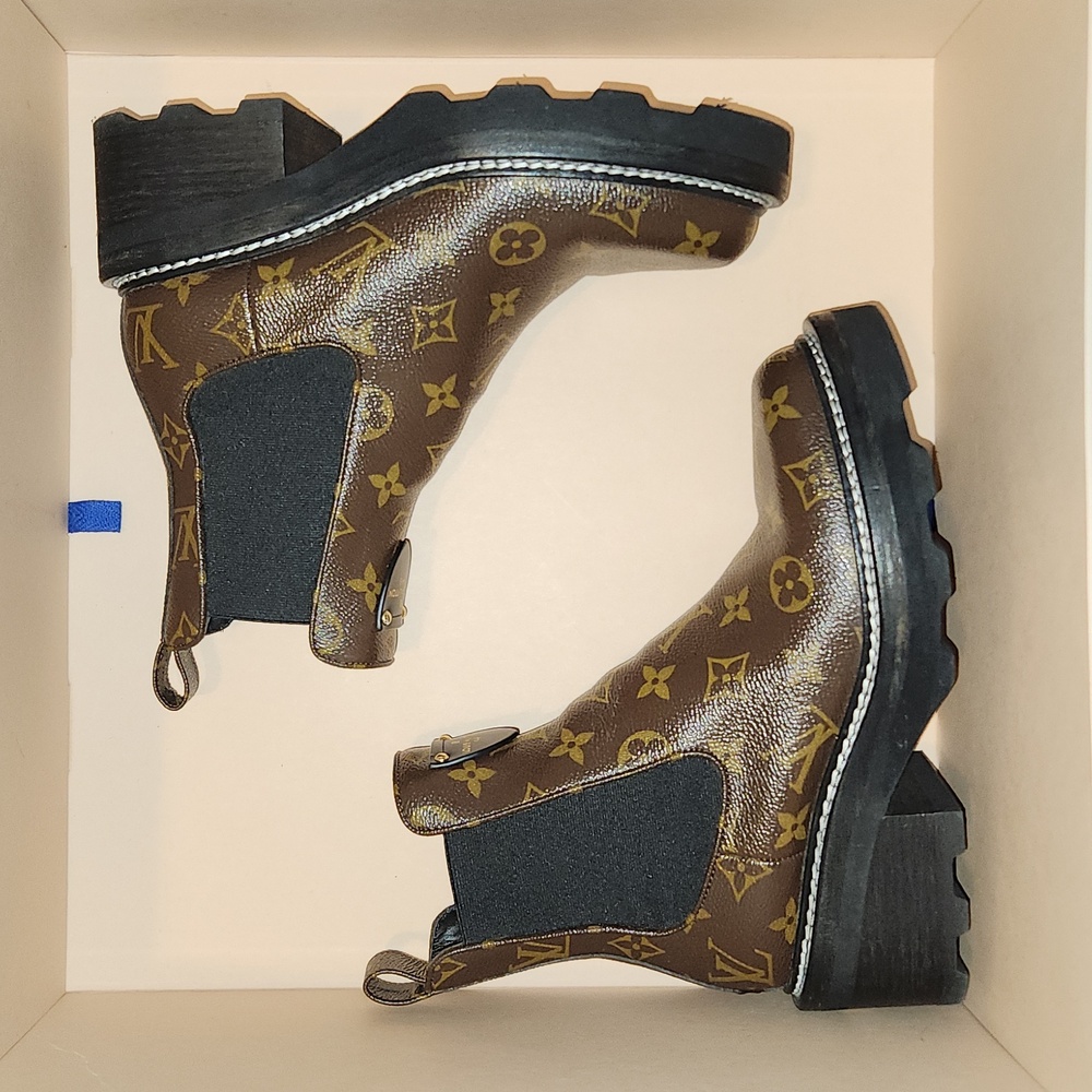 36.5 Louis Vuitton Beaubourg Ankle Boot Shoes - LV Monogram - Picture 2 of 14